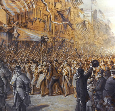 illustration Civil War soldiers in Manhattan